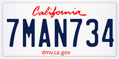 CA license plate 7MAN734