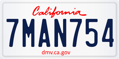 CA license plate 7MAN754