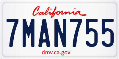 CA license plate 7MAN755