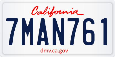CA license plate 7MAN761
