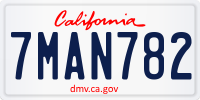 CA license plate 7MAN782