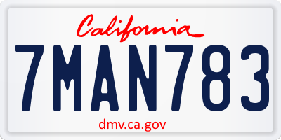 CA license plate 7MAN783