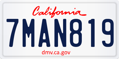 CA license plate 7MAN819
