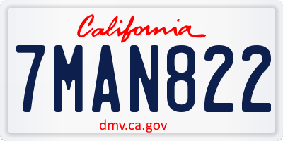 CA license plate 7MAN822