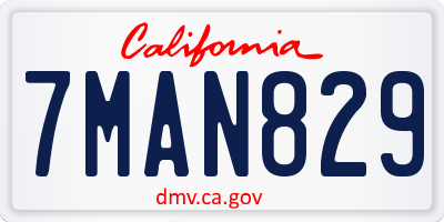 CA license plate 7MAN829