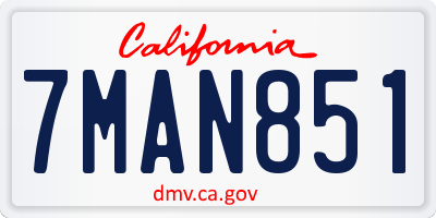 CA license plate 7MAN851