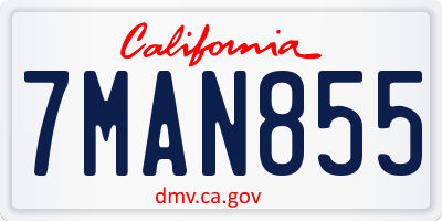 CA license plate 7MAN855