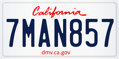 CA license plate 7MAN857