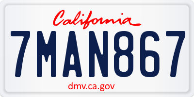 CA license plate 7MAN867