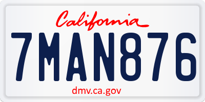 CA license plate 7MAN876