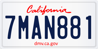 CA license plate 7MAN881