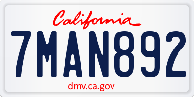 CA license plate 7MAN892