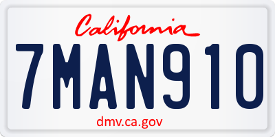 CA license plate 7MAN910