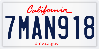 CA license plate 7MAN918