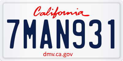 CA license plate 7MAN931