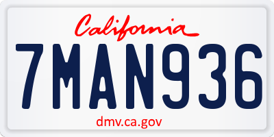 CA license plate 7MAN936