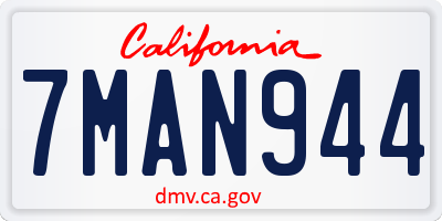 CA license plate 7MAN944