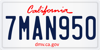 CA license plate 7MAN950