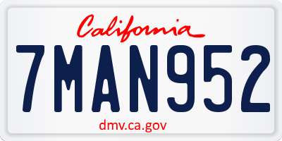CA license plate 7MAN952