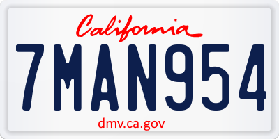 CA license plate 7MAN954