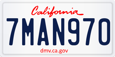 CA license plate 7MAN970
