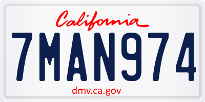 CA license plate 7MAN974