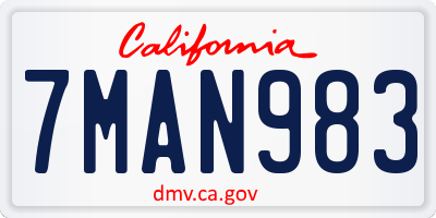 CA license plate 7MAN983