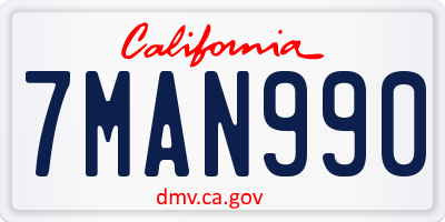 CA license plate 7MAN990