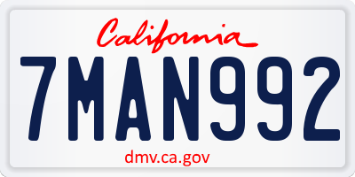 CA license plate 7MAN992