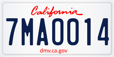 CA license plate 7MAO014