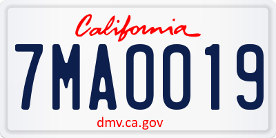 CA license plate 7MAO019