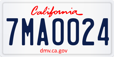 CA license plate 7MAO024