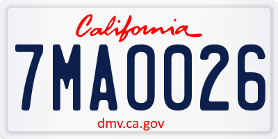 CA license plate 7MAO026