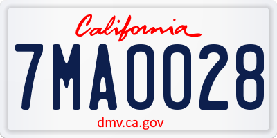 CA license plate 7MAO028