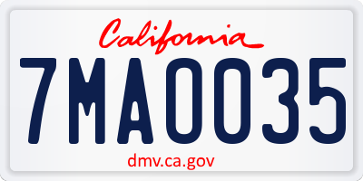CA license plate 7MAO035