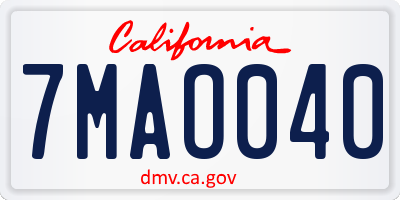 CA license plate 7MAO040