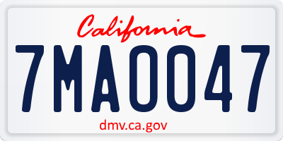 CA license plate 7MAO047