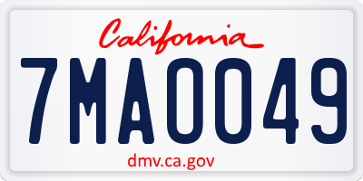 CA license plate 7MAO049