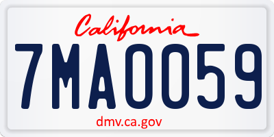 CA license plate 7MAO059