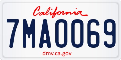 CA license plate 7MAO069