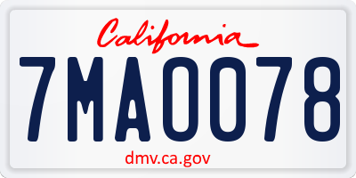 CA license plate 7MAO078