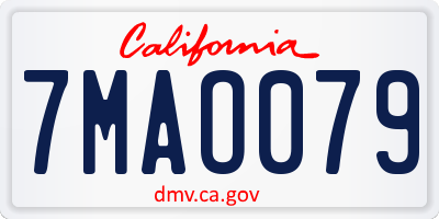 CA license plate 7MAO079