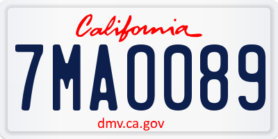 CA license plate 7MAO089