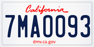 CA license plate 7MAO093