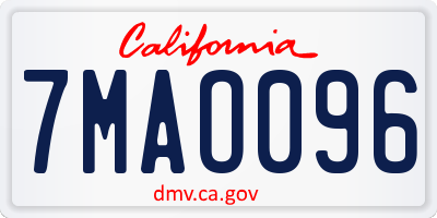 CA license plate 7MAO096