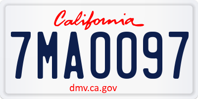 CA license plate 7MAO097