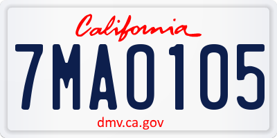 CA license plate 7MAO105
