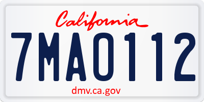 CA license plate 7MAO112