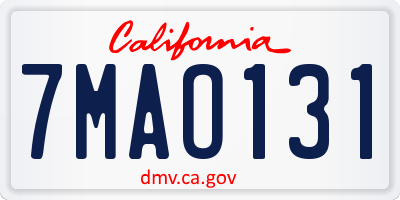 CA license plate 7MAO131