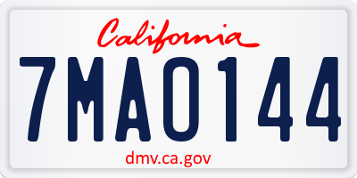 CA license plate 7MAO144